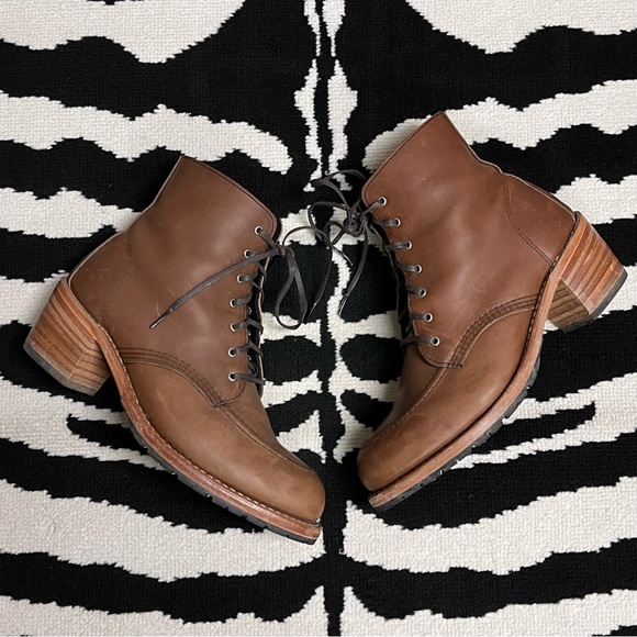 Red Wing Heritage Clara Amber Harness Leather Lace Up Heeled Boots 3406 Size 10 - Picture 12 of 16